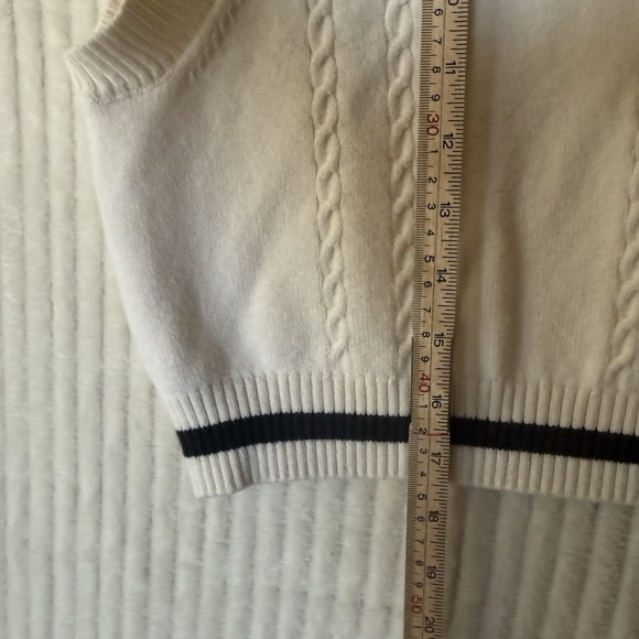 Aritzia Sunday Best Winston Sweater Vest White & Navy Sz Large Merino Wool Blend - Picture 5 of 10